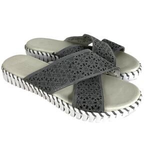 Ilse Jacobsen Hornbaek Gray Cross Band Sandal Women's Size 42 (US 12) EUC
